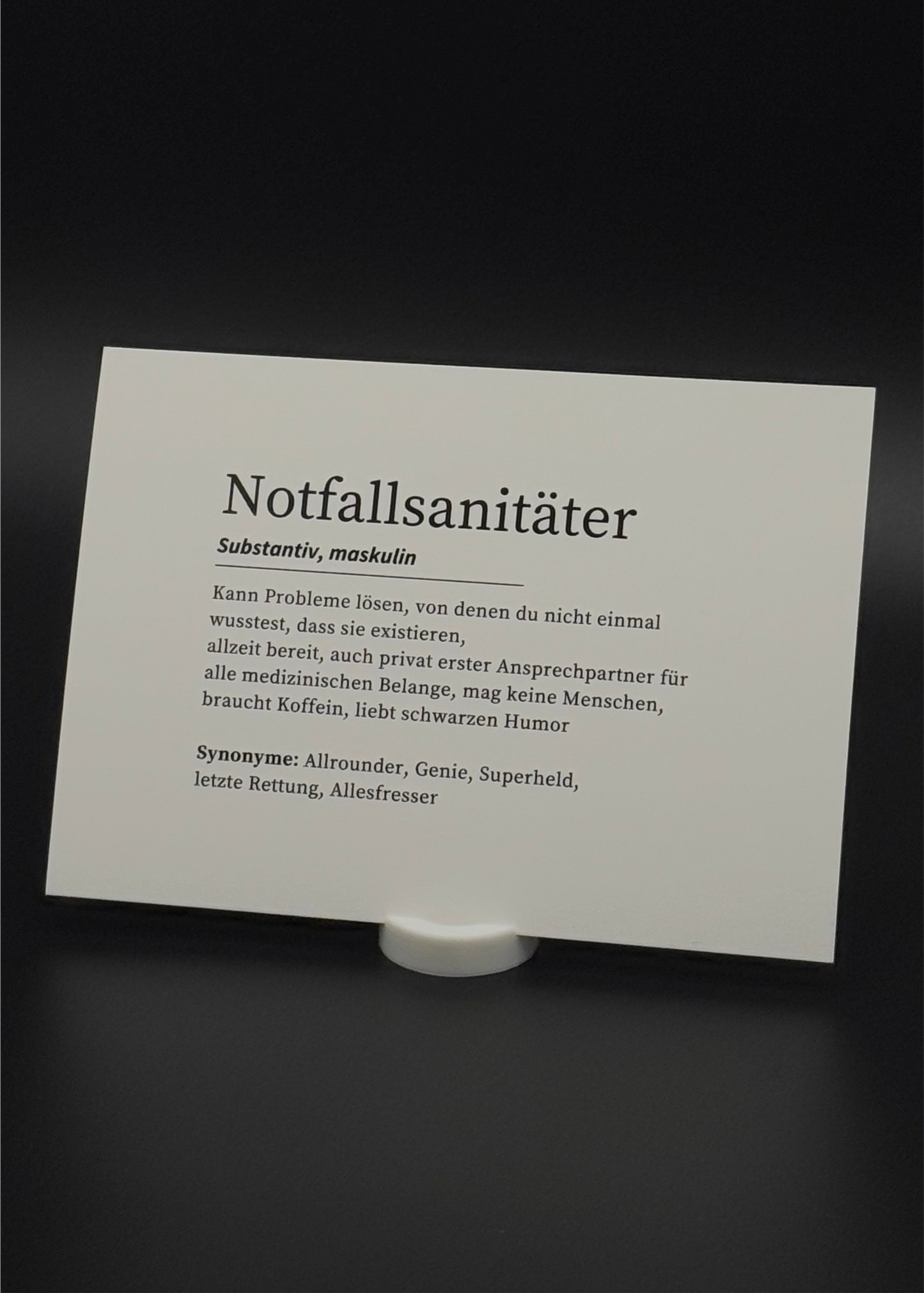 Definition Notfallsanitäter - Postkarte