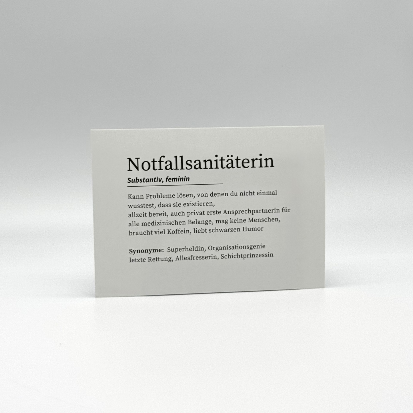 Definition Notfallsanitäterin - Postkarte