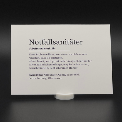 Definition Notfallsanitäter - Postkarte