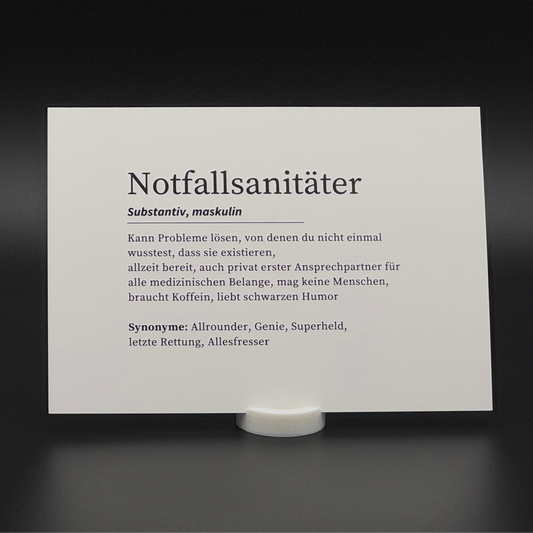 Definition Notfallsanitäter - Postkarte