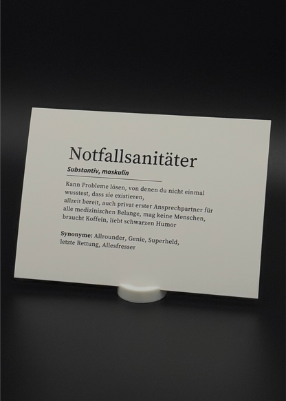 Definition Notfallsanitäter - Postkarte