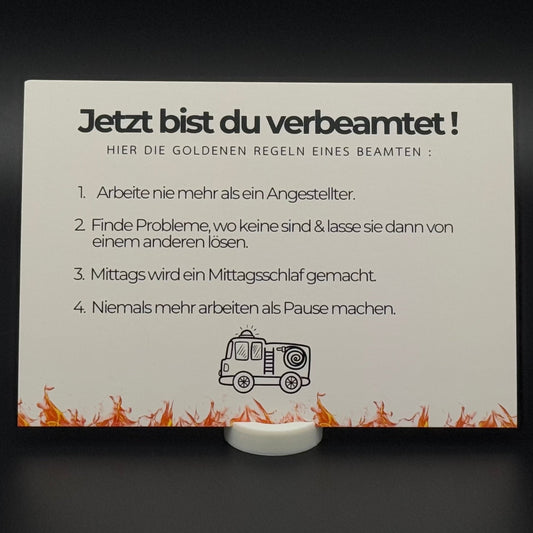 „Jetzt bist du verbeamtet“ Feuerwehr - Postkarte