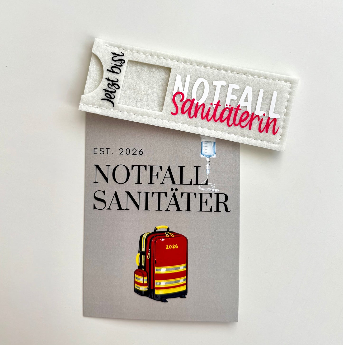 Notfallsanitäter Karte + Schokoriegelhülle