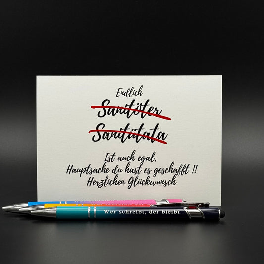 Rettungssanitäter Postkarte + Kulli