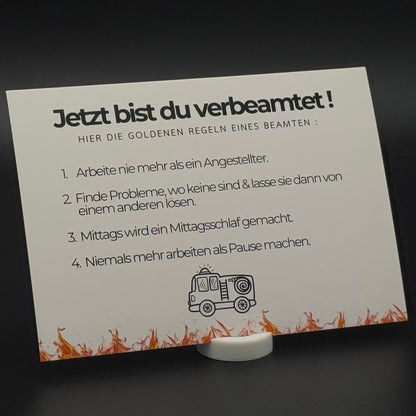 „Jetzt bist du verbeamtet“ Feuerwehr - Postkarte