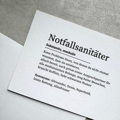 Notfallsanitäter Postkarte / B-Ware