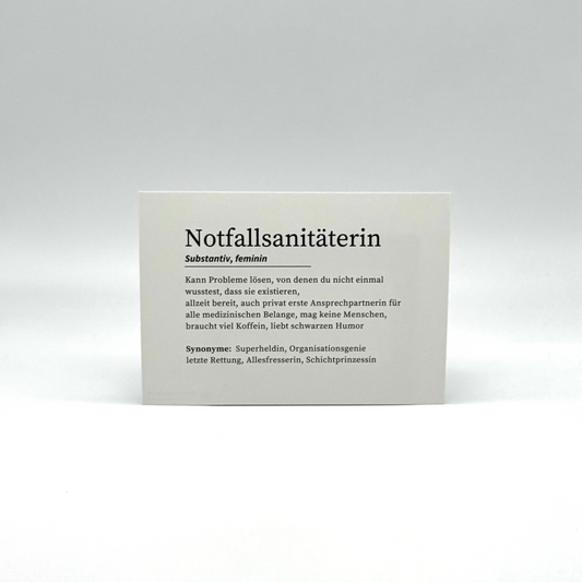 Definition Notfallsanitäterin - Postkarte