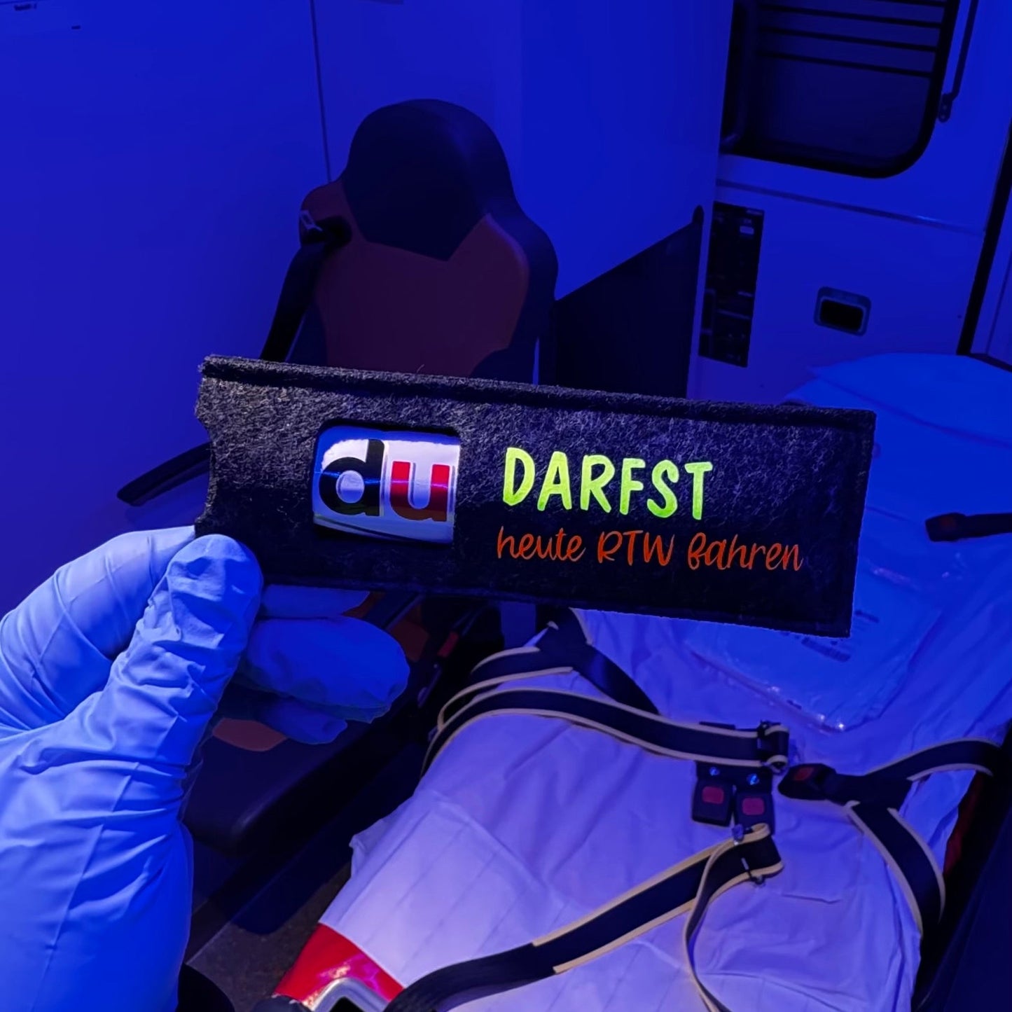 Filzhülle Schokoriegel „RTW fahren“ 🍫 🚑